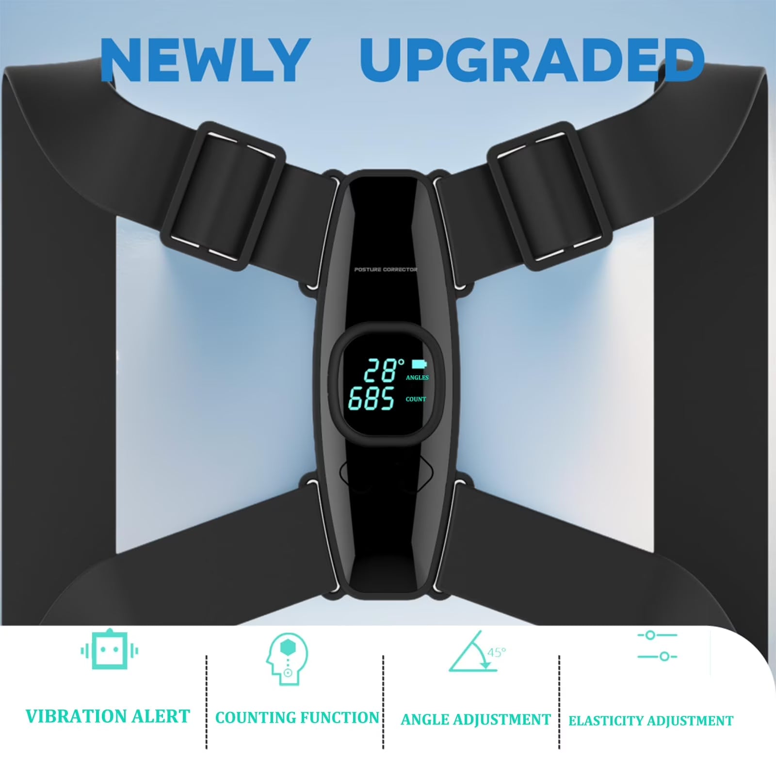 Upgraded Smart Posture Corrector Adjustable Posture Correction Angle with Vibration Posture Reminder Correct Hunchback Posture Correction Back Posture Monitor Hunchback Smart Corrector