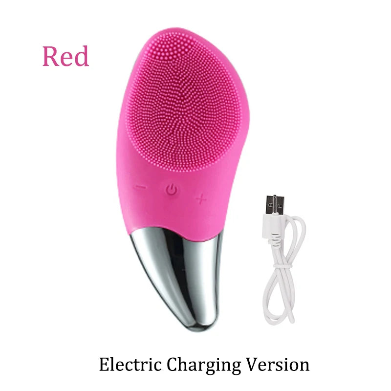 Electric Facial Cleansing Brush Deep Cleaning Face Ultrasonic Silicone Beauty Eye Massage Face Cleansing Instrument USB Charger