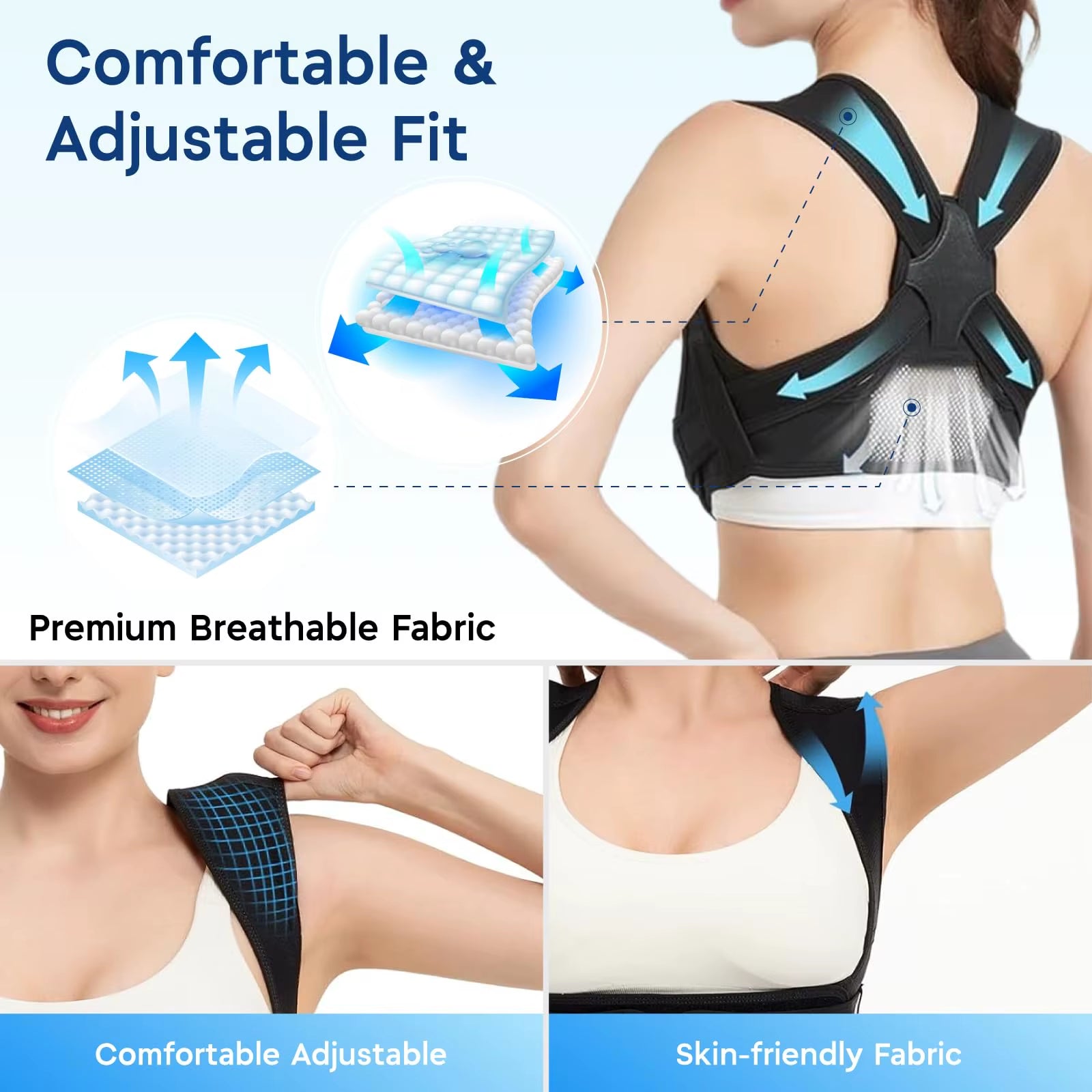 Posture Corrector for Back Support Adjustable Shoulder Posture Brace for Men and Women
