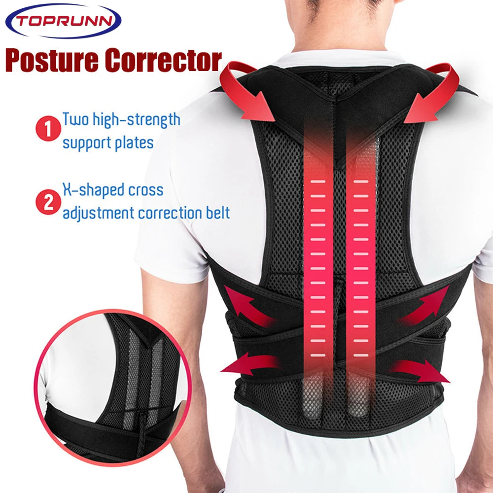 Toprunn Adjustable Posture Corrector Back Support Shoulder Back Brace Posture Correction Spine Posture Corrector Postural Fixer