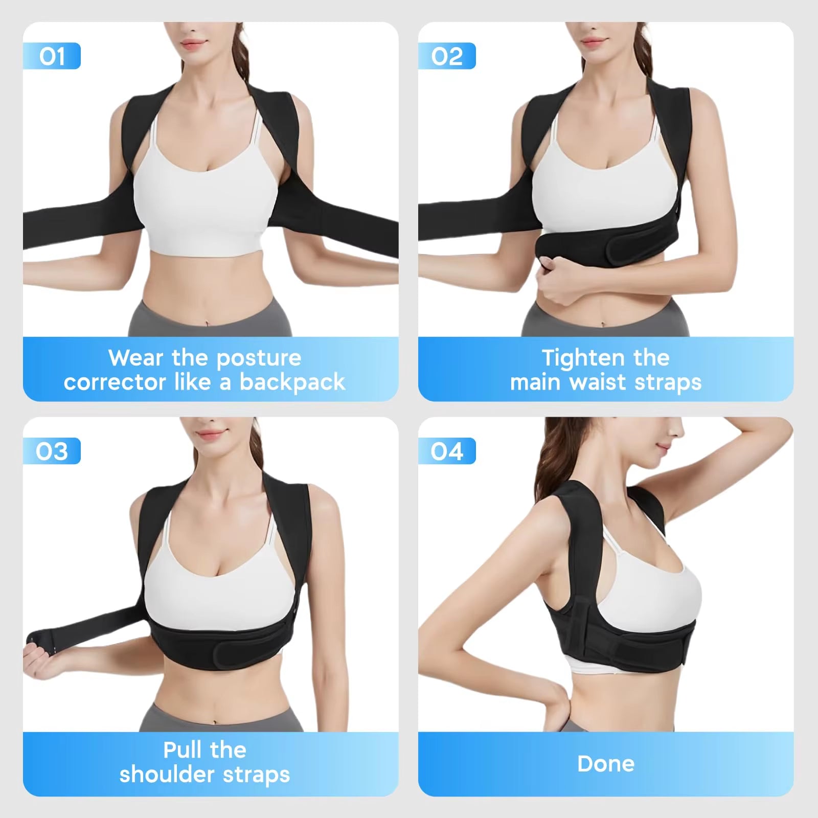 Posture Corrector for Back Support Adjustable Shoulder Posture Brace for Men and Women
