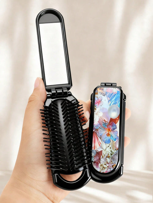 1Pc Foldable Comb with Mirror & Hair Brush, Compact Travel Comb, Abstract Colorful Flower Pattern, Unisex Gift,Small Comb,Mini Hairbrush,Travel Essentials,Travel Essential,Hairstyle,Hairdressing,Hair Brush,Slick Back Brush,Styling Brush,Curly Hair Brush,Edge Brush,Hair Comb,Brush Hair,Hair Brush Set,Comb Hair,Comb for Curls,Detangling Brush,Hair Brush for Women,Hair,Travel,Hair Products,Hair Tools,Hair Stuff,Barber,Barber Accessories,Barbershop,Hairdressing Equipment