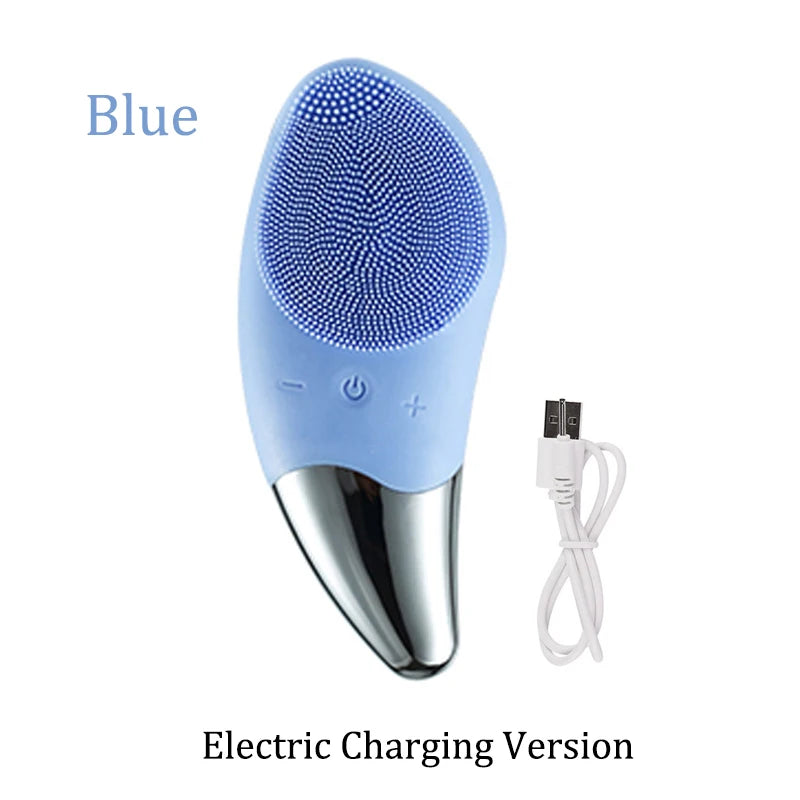 Electric Facial Cleansing Brush Deep Cleaning Face Ultrasonic Silicone Beauty Eye Massage Face Cleansing Instrument USB Charger