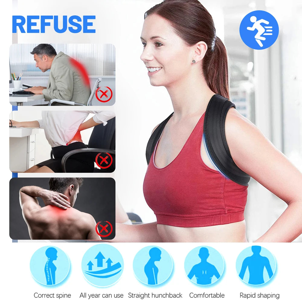 Adjustable Posture Corrector Back Brace Comfortable Posture Trainer for Spinal Alignment & Posture Support Humpback Straightener