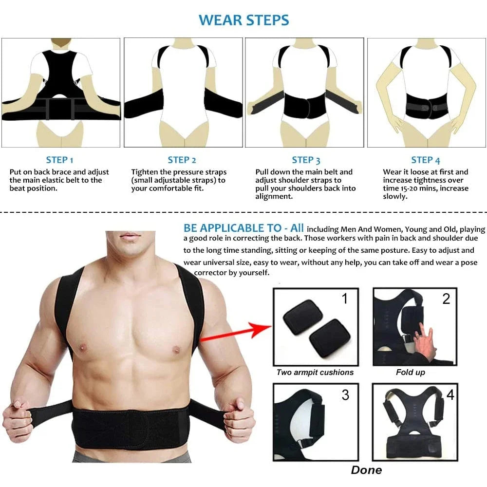 Magnetic Therapy Posture Corrector Posture Corset Shoulder Support Belt Men and Women Braces and Support Belt Shoulder Posture