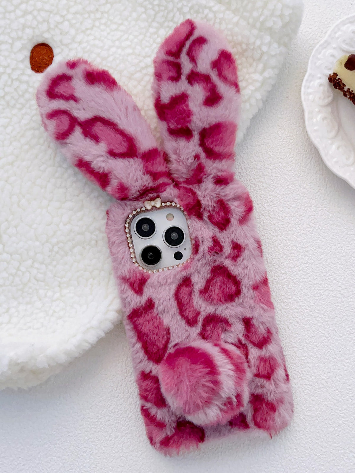 Rabbit Ear Decor Plush Phone Case