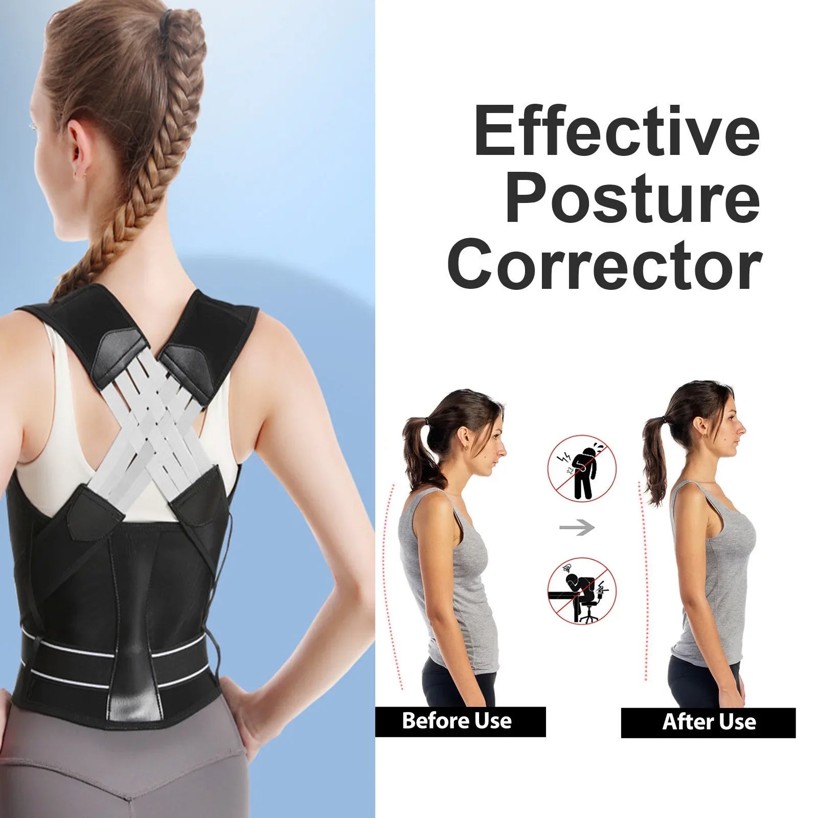 Posture Corrector for Women and Men, Adjustable Shoulder Posture Brace, Back Straightener Posture, Used for Middle Upper Spine