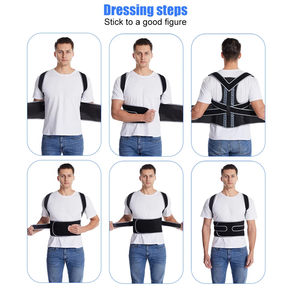 Toprunn Adjustable Posture Corrector Back Support Shoulder Back Brace Posture Correction Spine Posture Corrector Postural Fixer