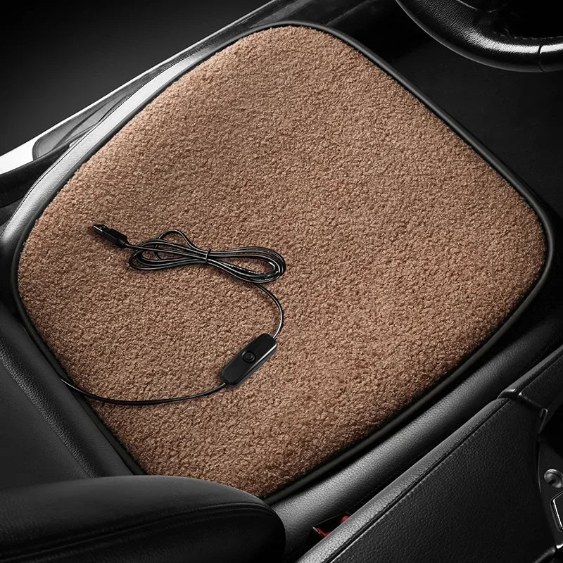 Winter Heated Car Seat Cover Heated Cushion USB Charging Office Heated Seat Cushion Warm Pad Lambswool Heating Warmer Cushions