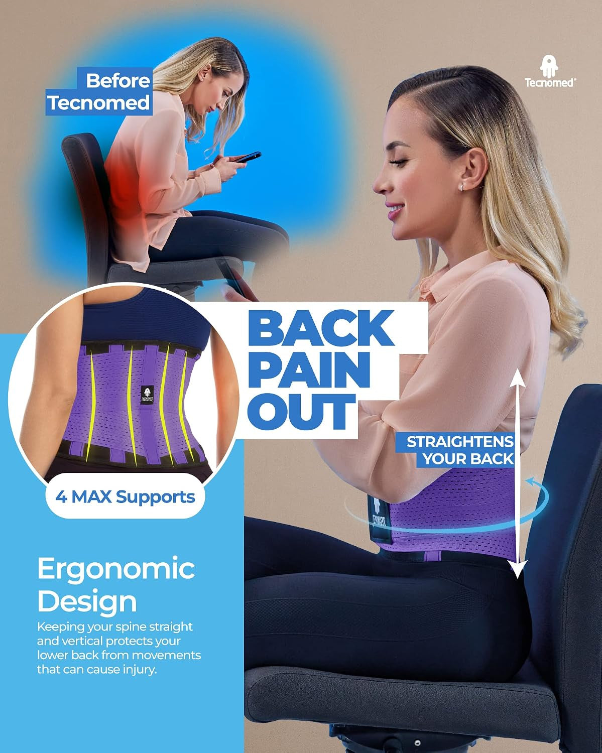 Back Brace for Men & Women - Immediate Relief from Back Pain, Herniated Disc, Sciatica, Scoliosis – Breathable Lower Back Belt for Weight Lifting - Workout - Posture Corrector