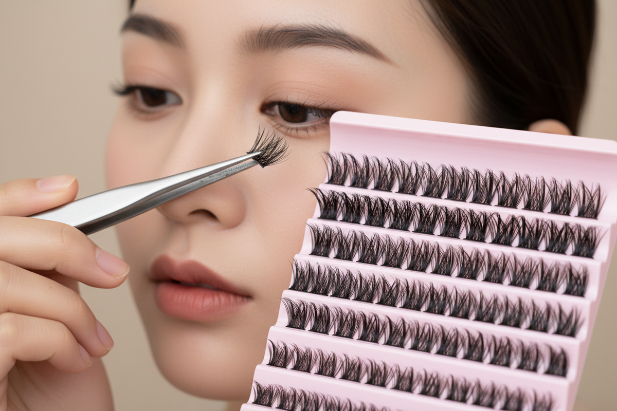 Individual D-Curl eyelashes, 120 clusters, fluffy effect
