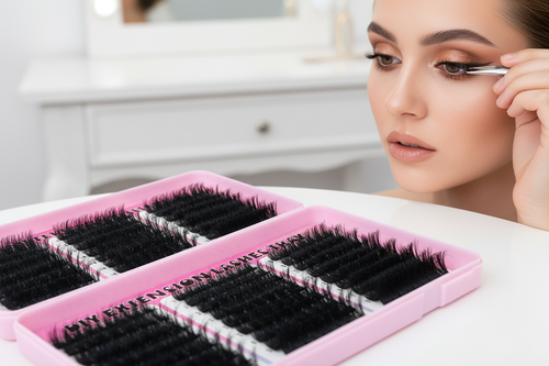 Cluster eyelash extension tray 500 pieces, D curl, 10–18 mm