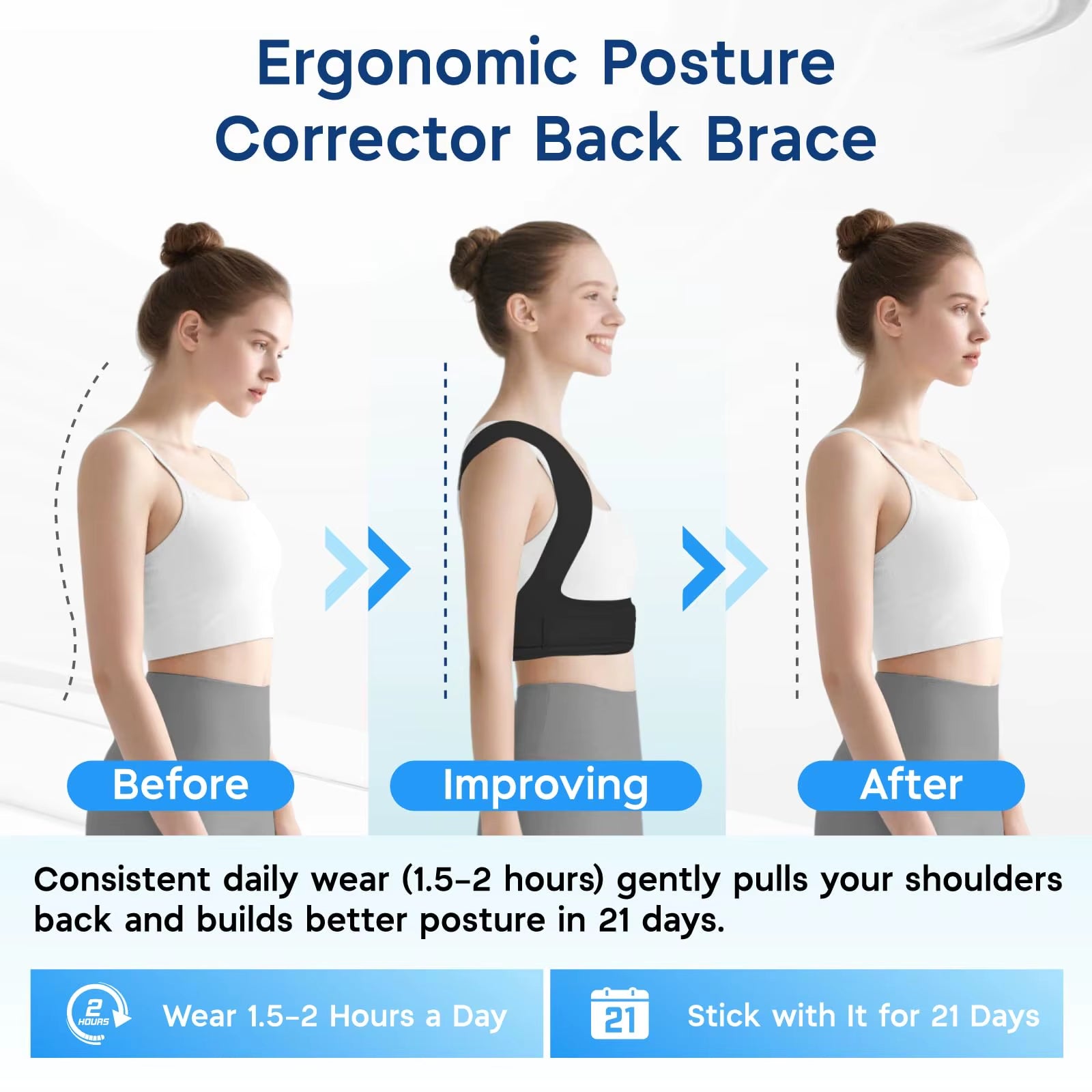 Posture Corrector for Back Support Adjustable Shoulder Posture Brace for Men and Women