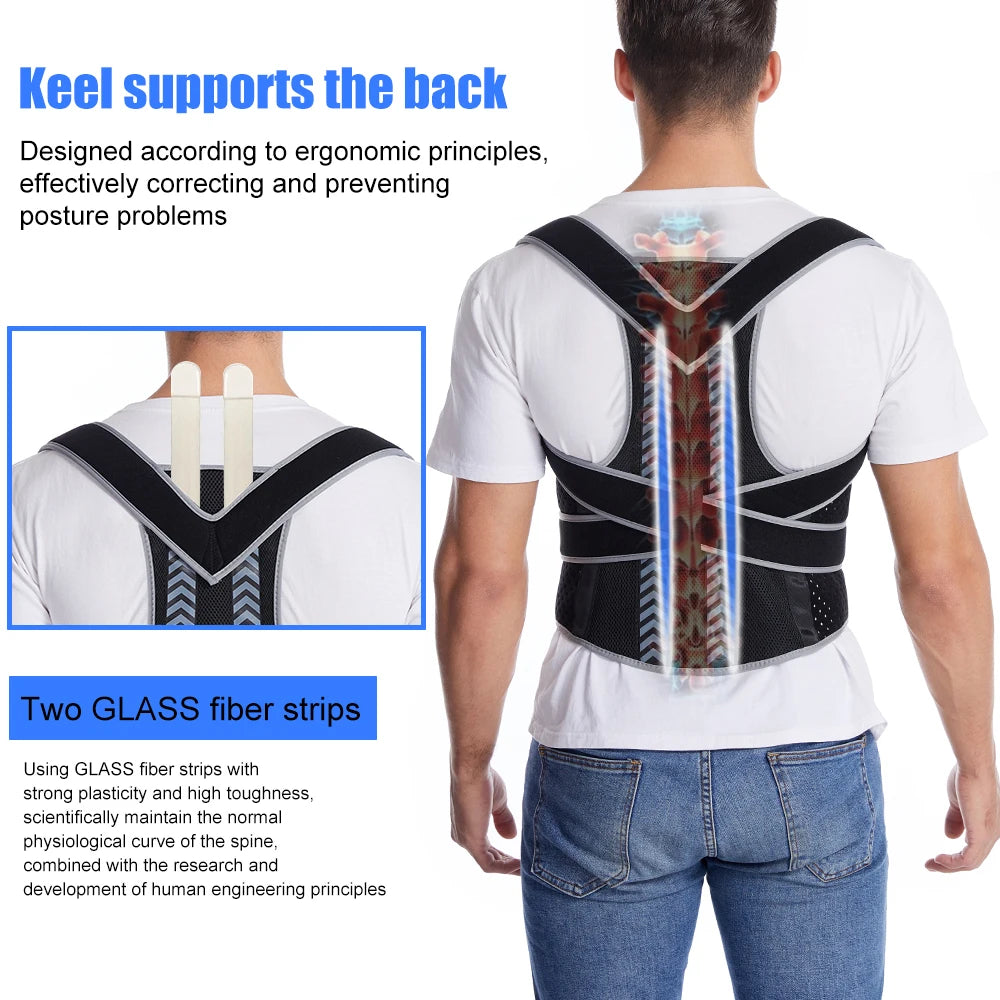 Toprunn Adjustable Posture Corrector Back Support Shoulder Back Brace Posture Correction Spine Posture Corrector Postural Fixer
