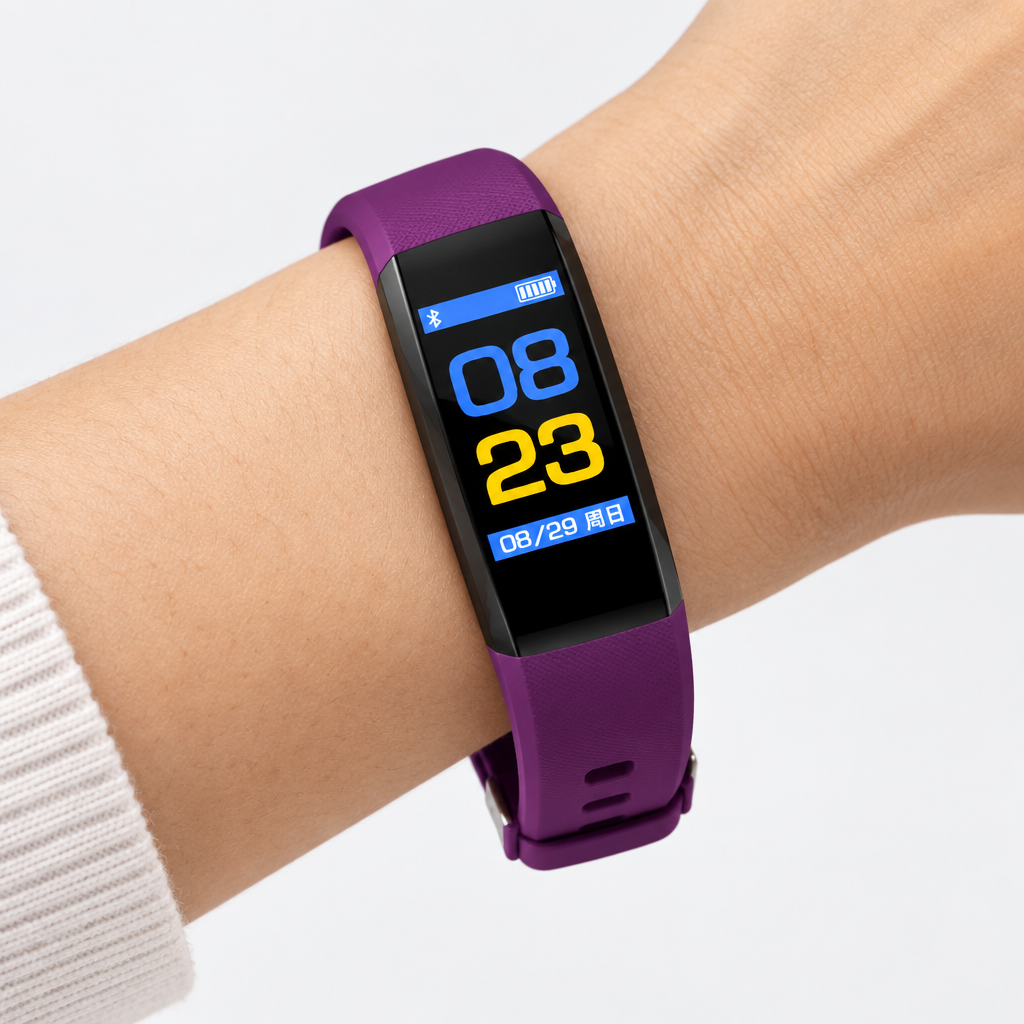 115Plus Sports Fitness Band – LED Display, Heart Rate and Blood Pressure Tracking, Purple