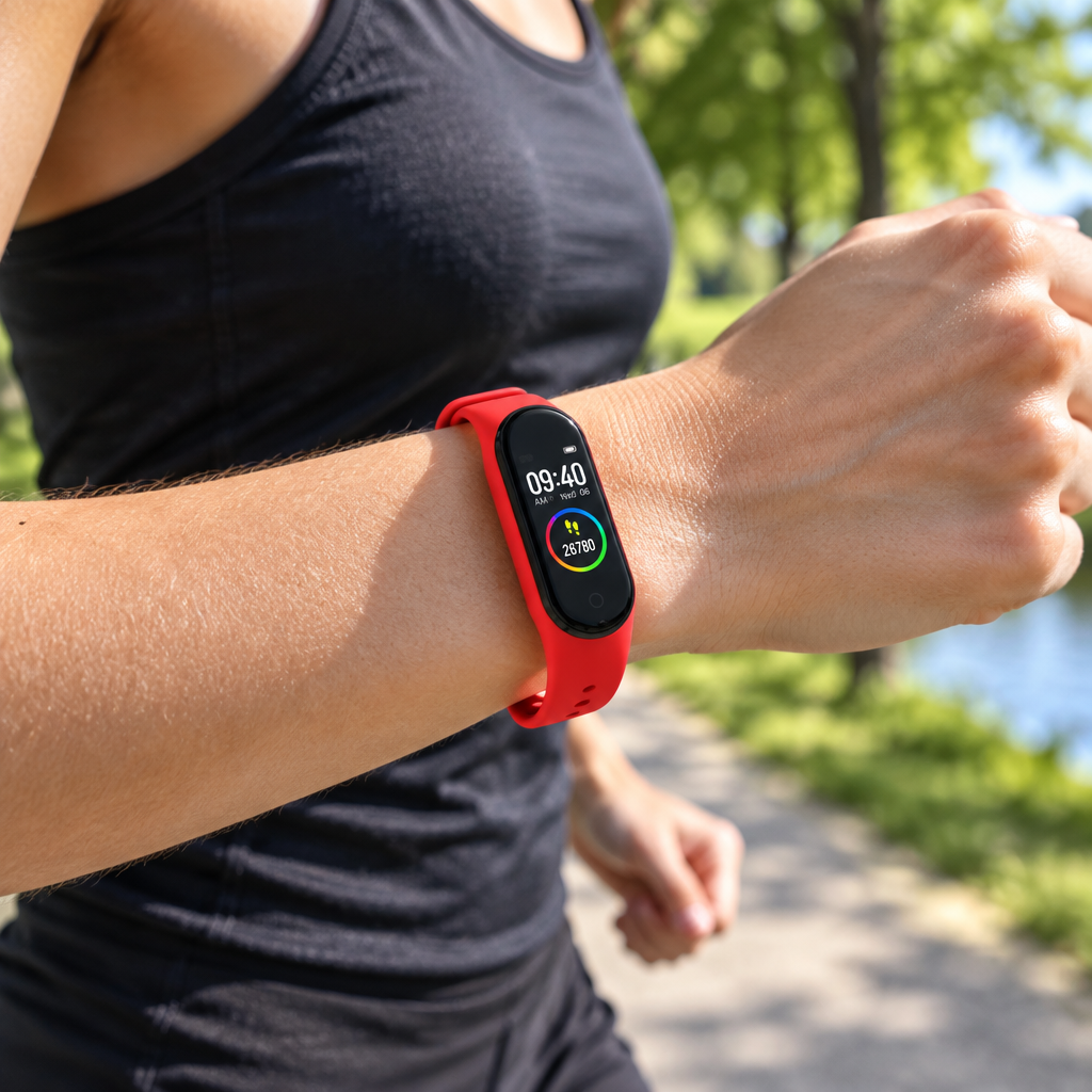 Smart Fitness Band, IP65 Water Resistant – Red