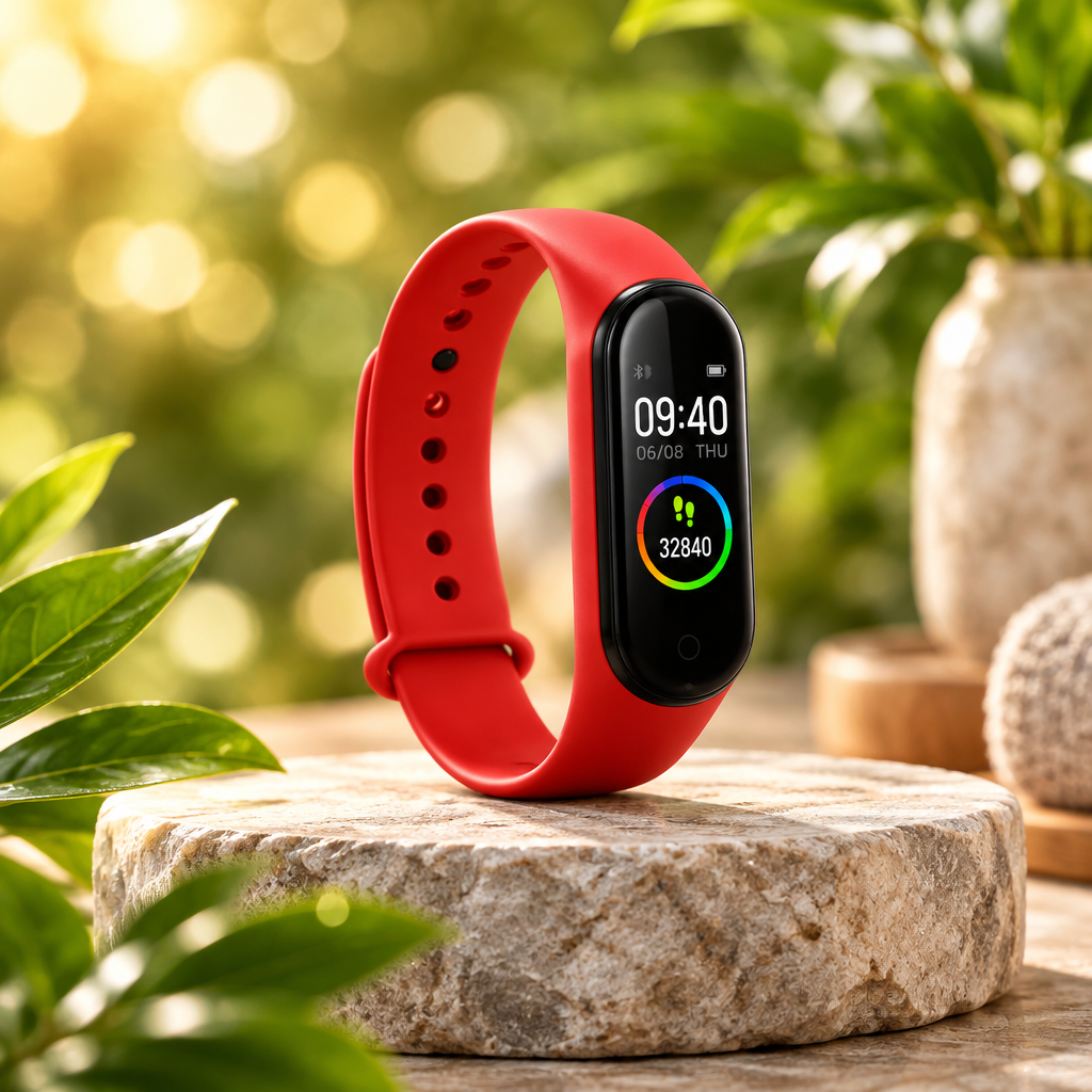 Smart Fitness Band, IP65 Water Resistant – Red
