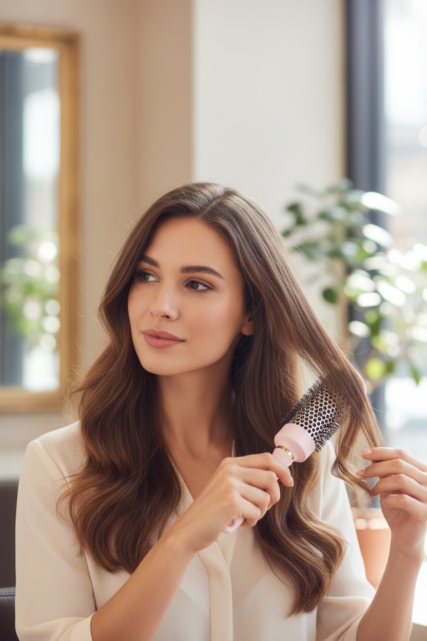 Set of 2 ceramic round brushes for blow-drying