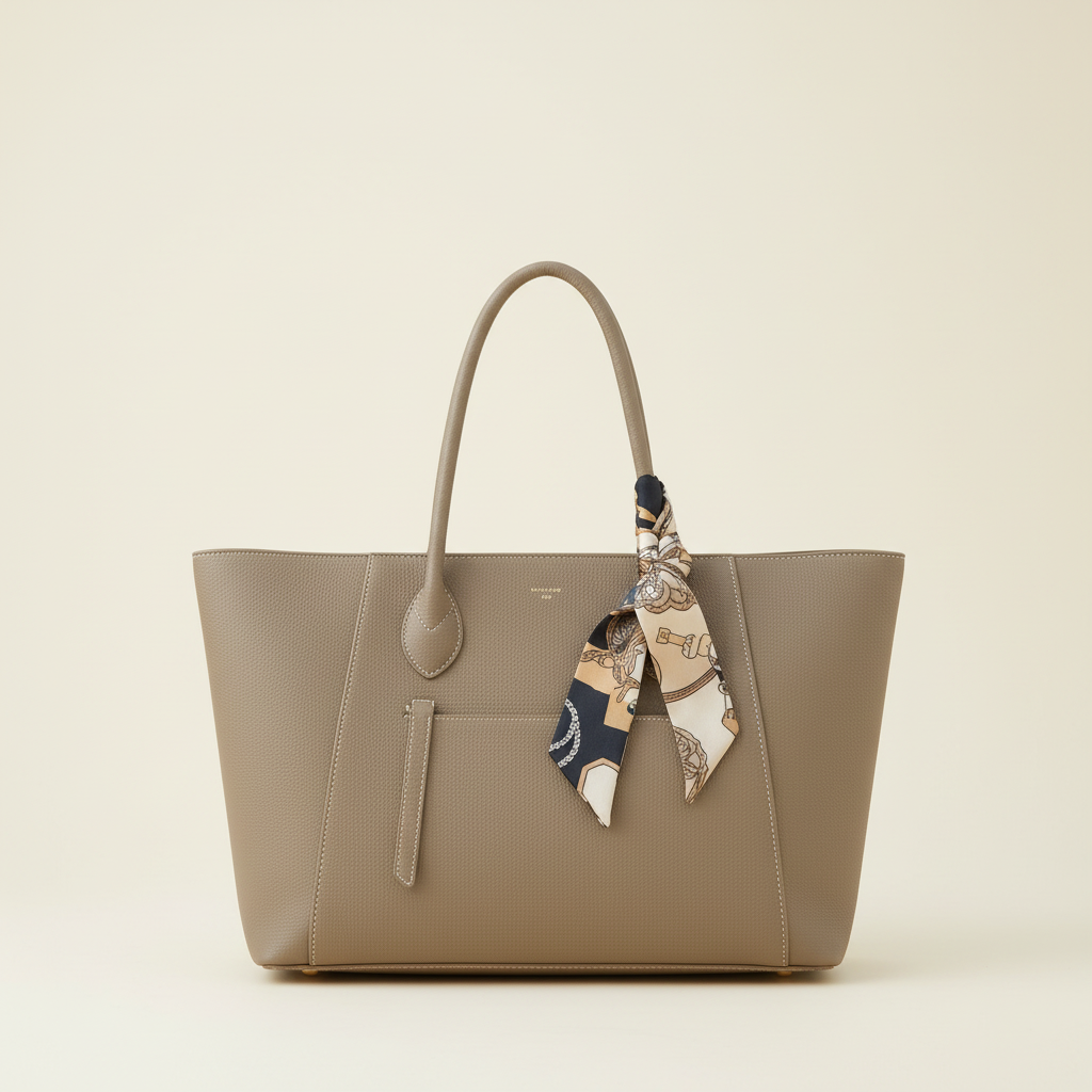 Large leather handbag with double handles