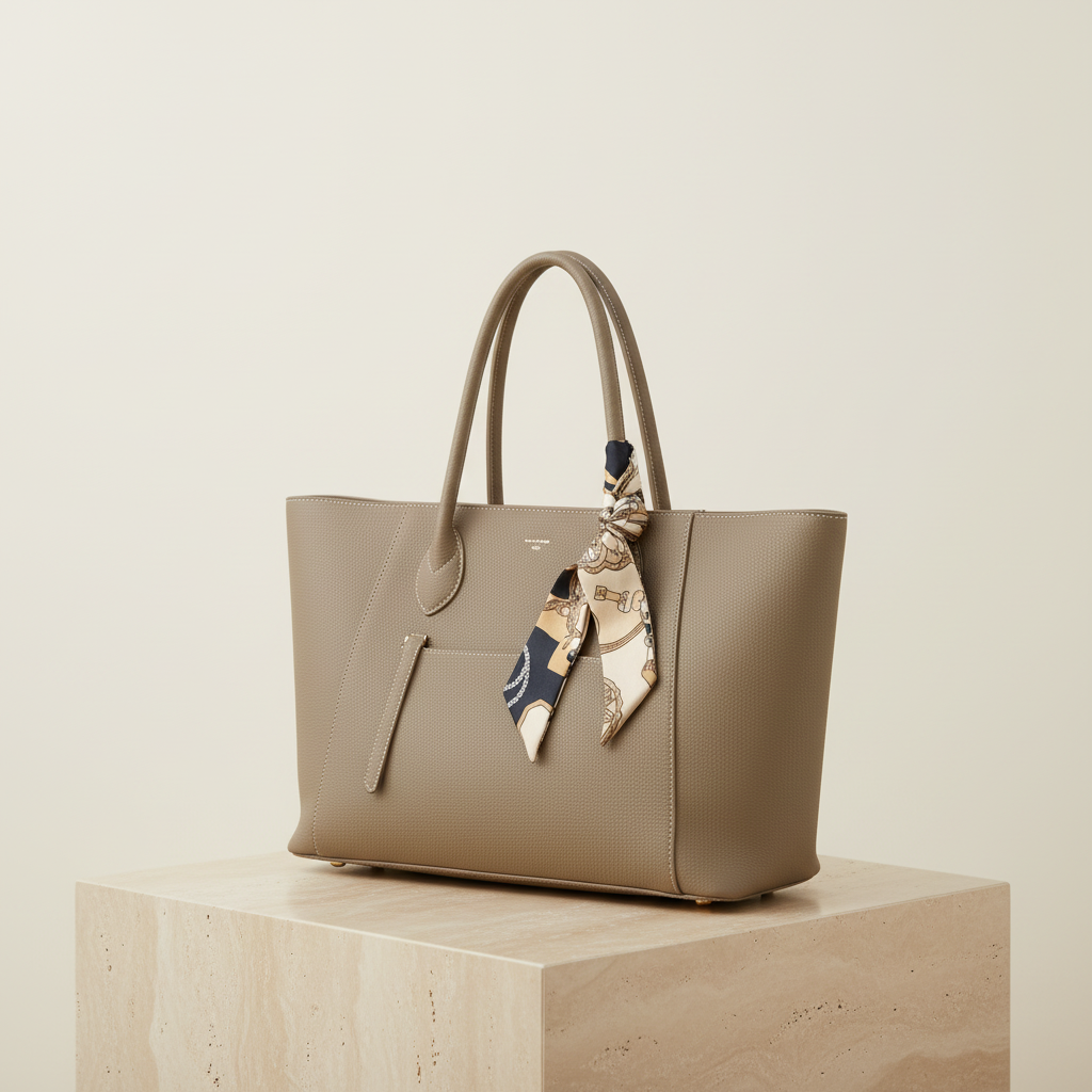 Large leather handbag with double handles