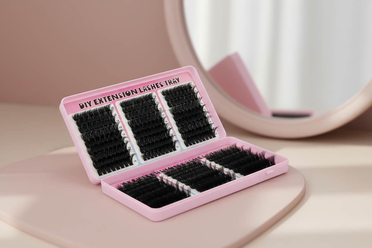 Cluster eyelash extension tray 500 pieces, D curl, 10–18 mm