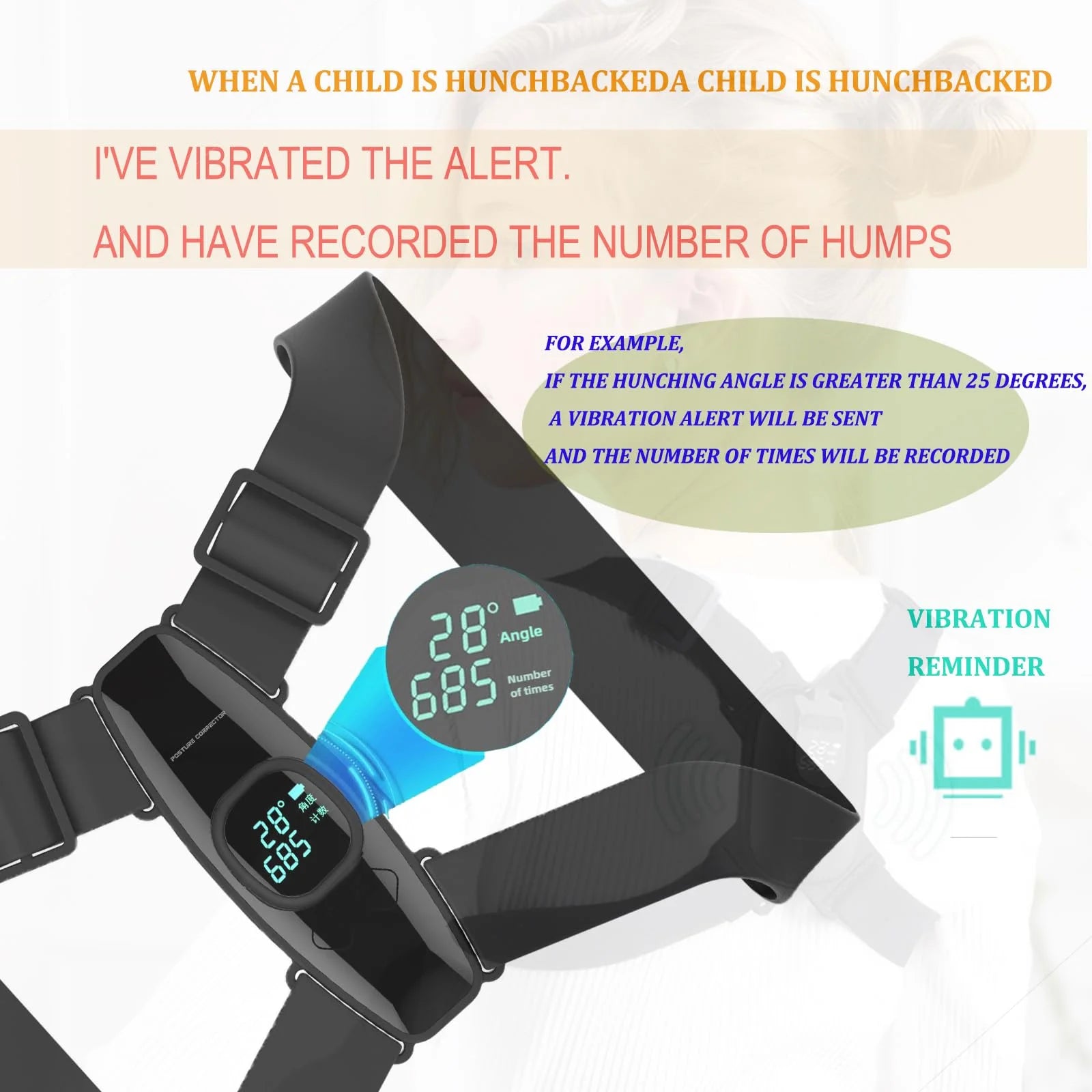 Upgraded Smart Posture Corrector Adjustable Posture Correction Angle with Vibration Posture Reminder Correct Hunchback Posture Correction Back Posture Monitor Hunchback Smart Corrector