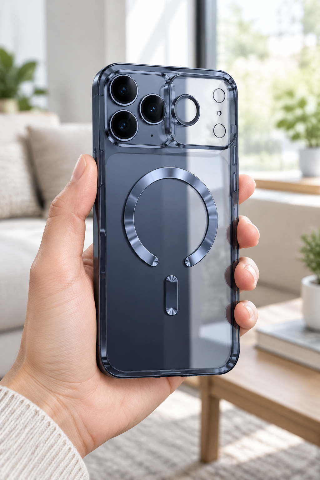 Coque magnétique transparente en TPU pour iPhone 17 Pro Max avec protection de l'appareil photo