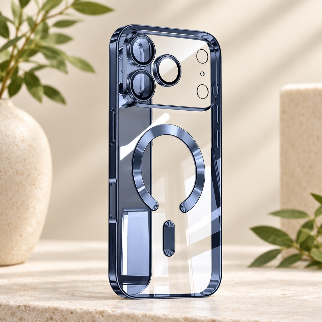 Coque magnétique transparente en TPU pour iPhone 17 Pro Max avec protection de l'appareil photo