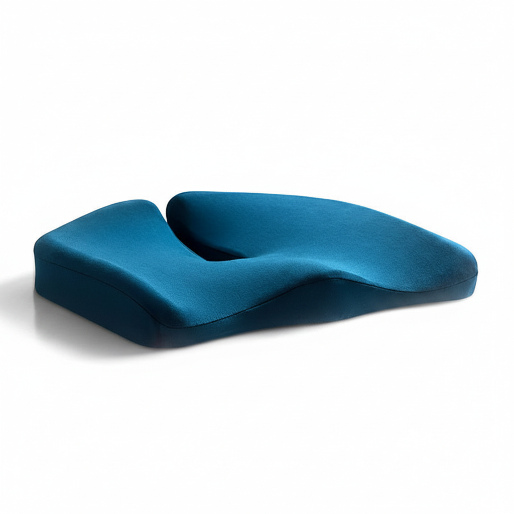 Blue ergonomic memory foam seat cushion – Coccyx & back