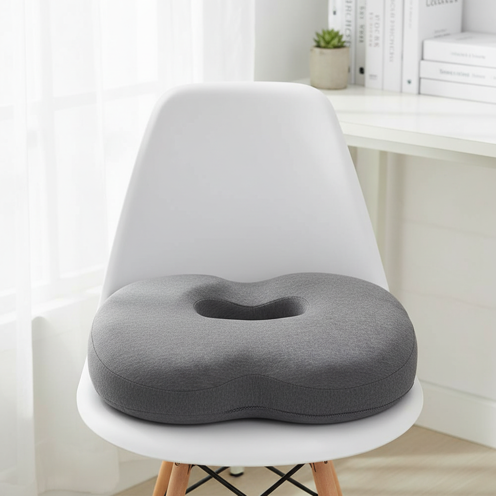 Grey memory foam seat and lumbar support cushion