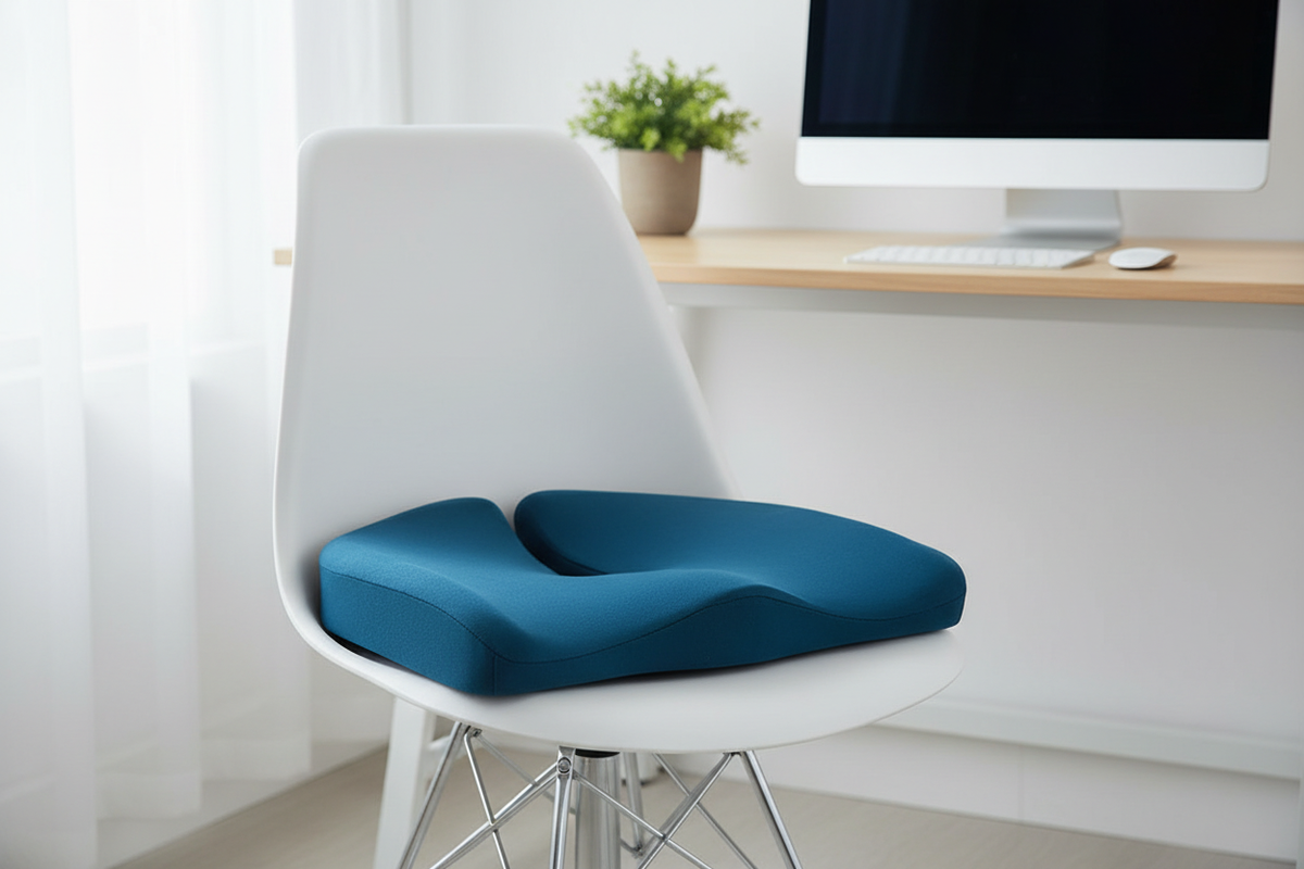 Blue ergonomic memory foam seat cushion – Coccyx & back