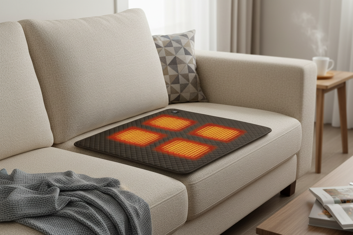Brown USB/USB-C heating cushion 45 × 45 cm