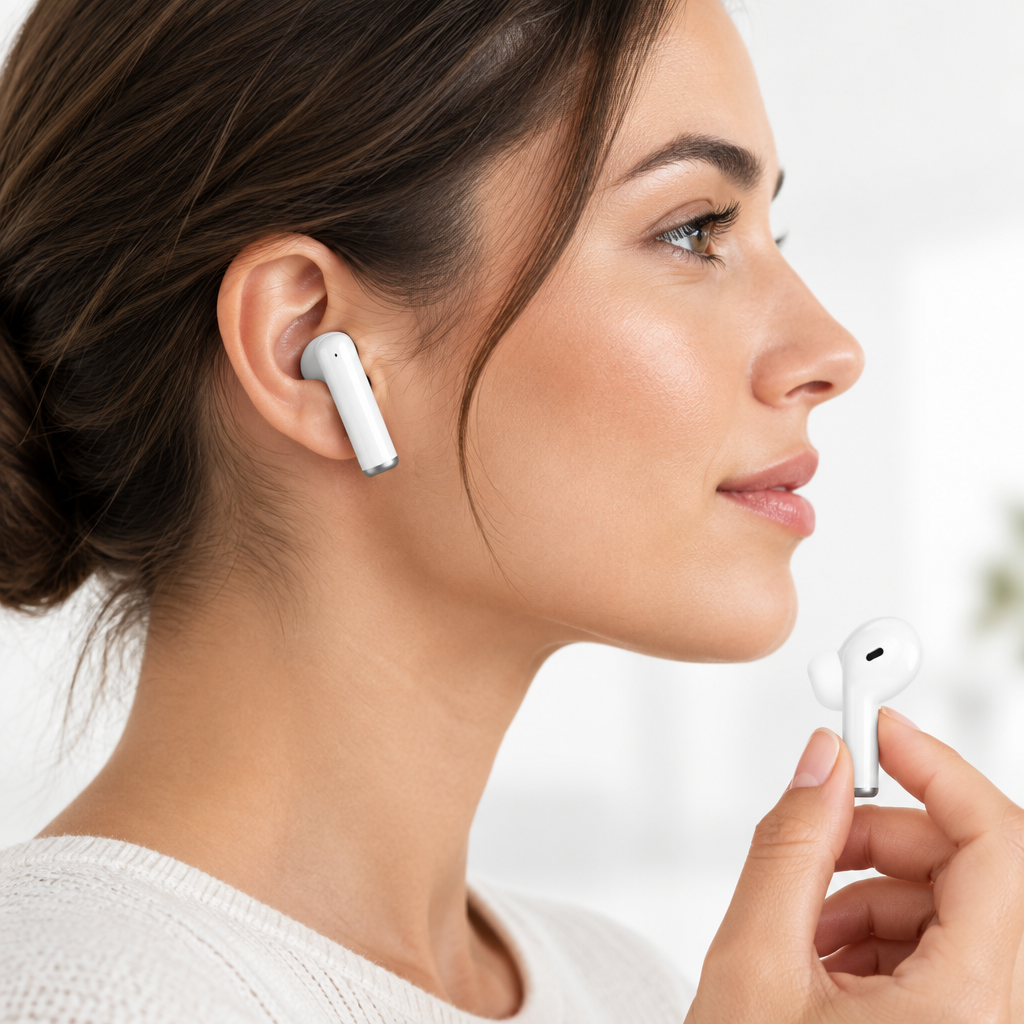 White TWS Bluetooth Stereo Wireless Earbuds