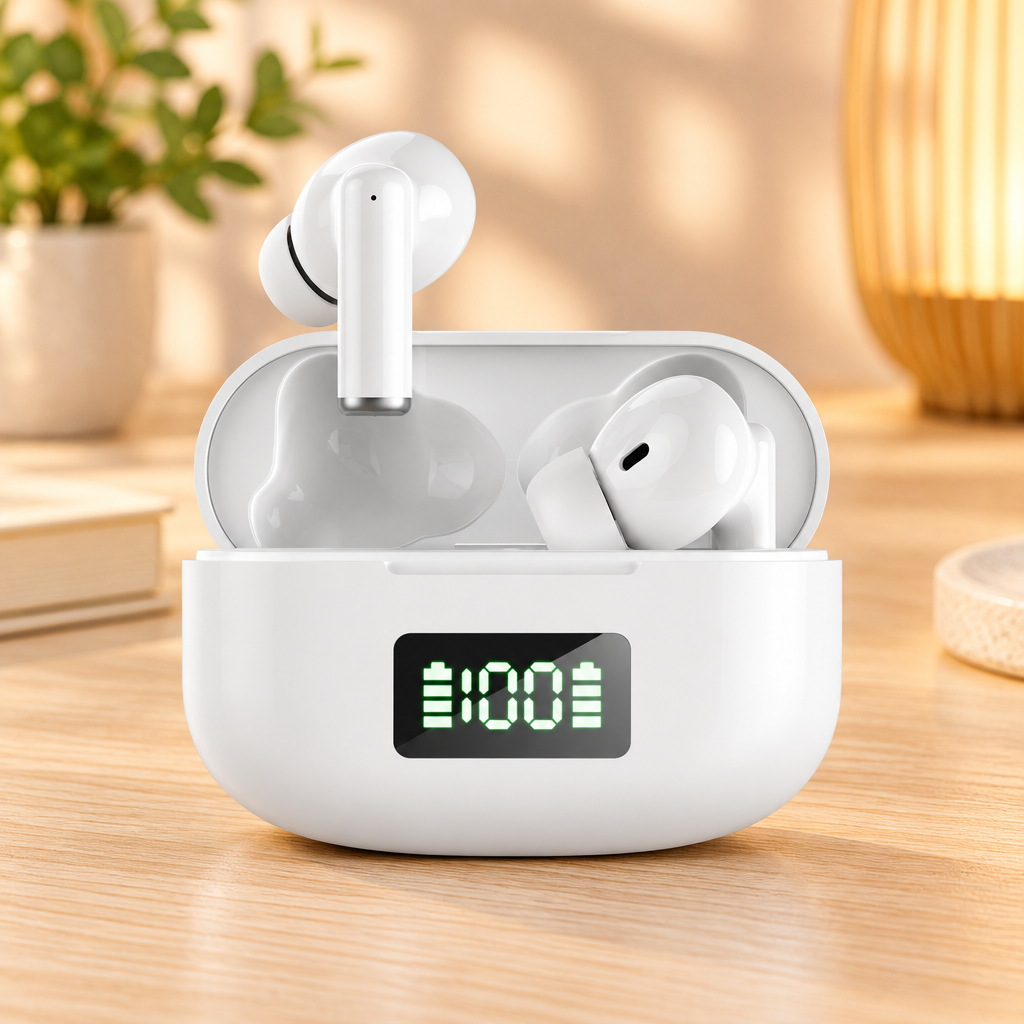 White TWS Bluetooth Stereo Wireless Earbuds