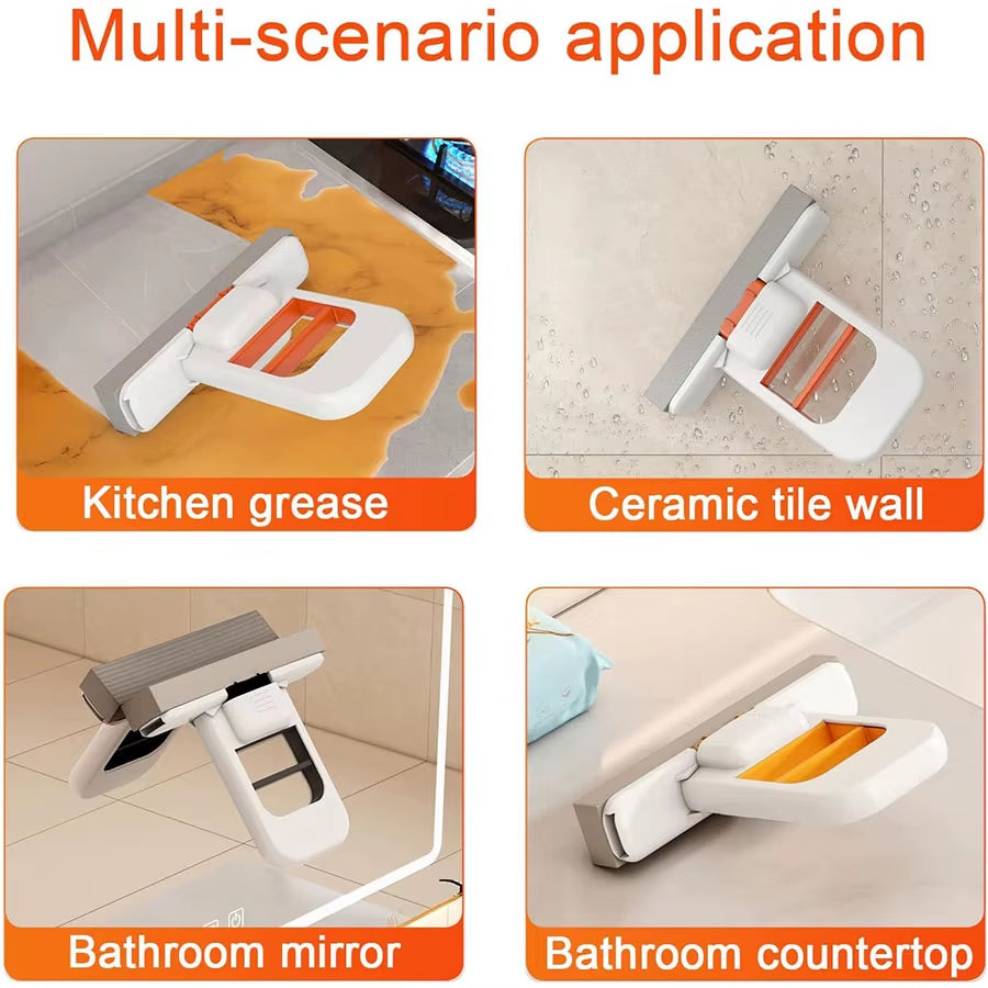 Mini Foldable Desktop Mop, Portable Cleaning Sponge Mop, Handheld Self Squeezing Sponge Cleaning Tool, Glass Cleaning Mop