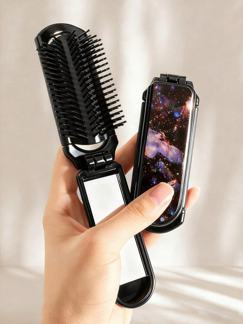 1Pc Foldable Comb with Built-In Mirror & Hair Brush, Starry Sky Pattern, Compact & Portable, Unisex Gift,Small Comb,Mini Hairbrush,Travel Essentials,Travel Essential,Hairstyle,Hairdressing,Hair Brush,Slick Back Brush,Styling Brush,Curly Hair Brush,Edge Brush,Hair Comb,Brush Hair,Hair Brush Set,Comb Hair,Comb for Curls,Detangling Brush,Hair Brush for Women,Hair,Travel,Hair Products,Hair Tools,Hair Stuff,Barber,Barber Accessories,Barbershop,Hairdressing Equipment