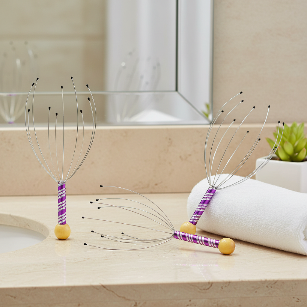 Stainless steel manual scalp massager, 22 cm