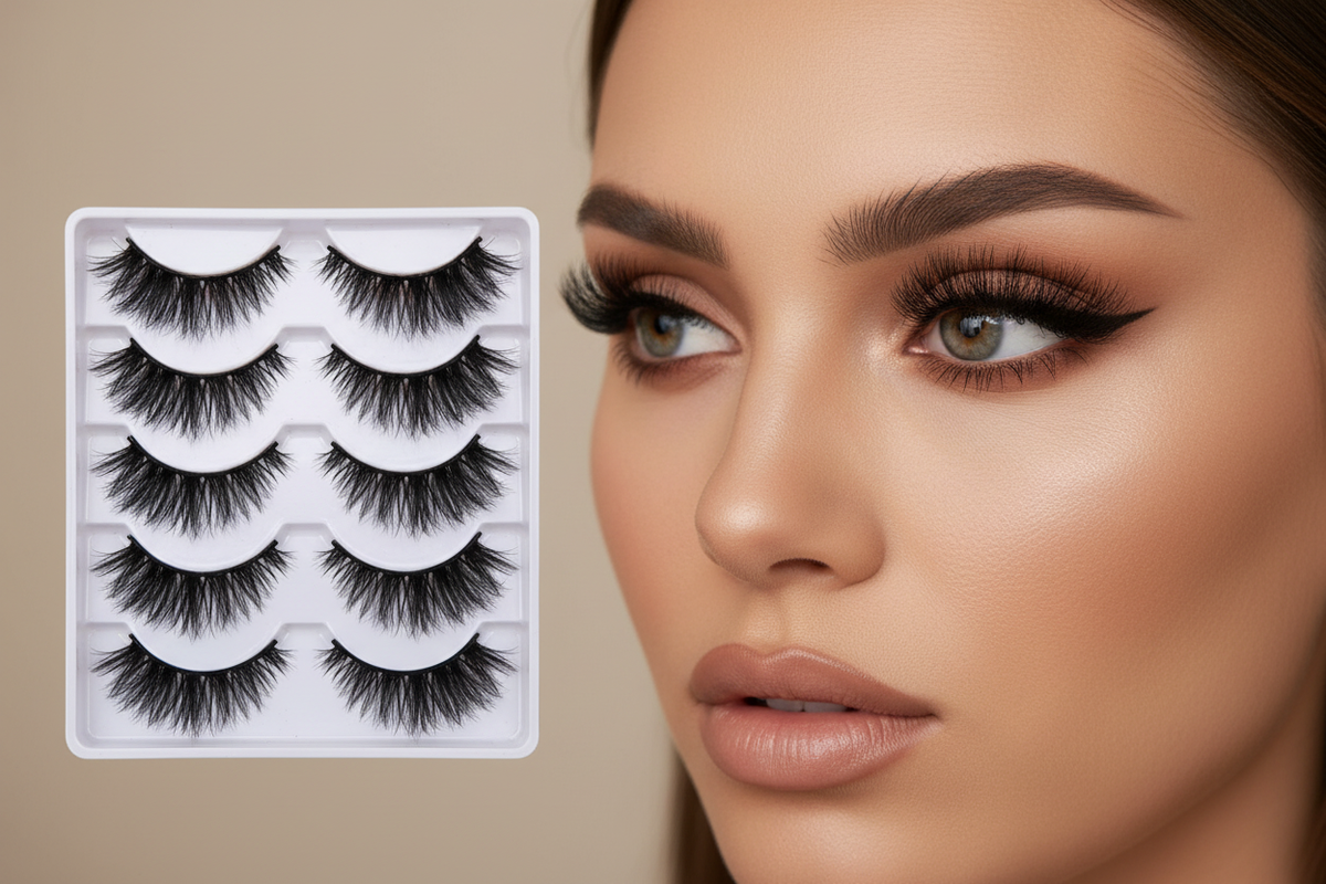 Cat eye false eyelashes, 5 pairs, wispy and volume effect