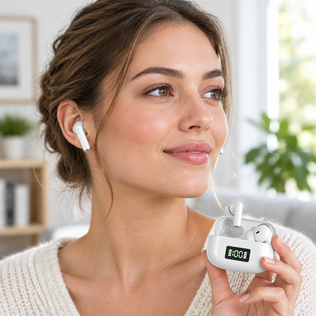 White TWS Bluetooth Stereo Wireless Earbuds