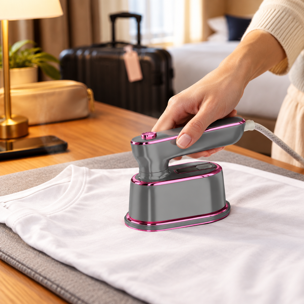 Mini Travel Garment Steamer - Portable Ironing Machine Small Size Travel Steamer Portable Travel College Dorm Home Essentials (Light Grey)