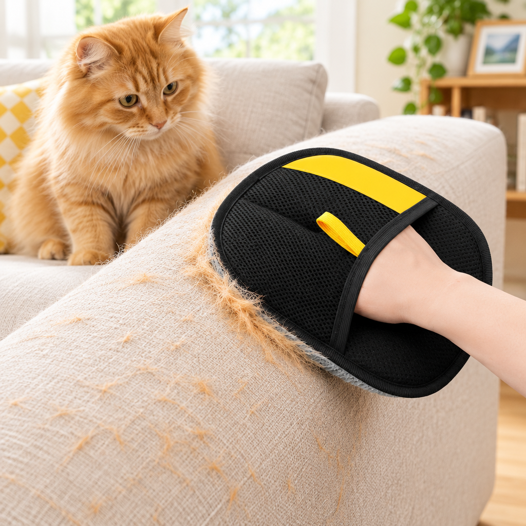 Electrostatic Pet Hair Removal Gloves (Pack of 2) – Reusable Brush for Couch, Carpet, Curtains and Car Seats