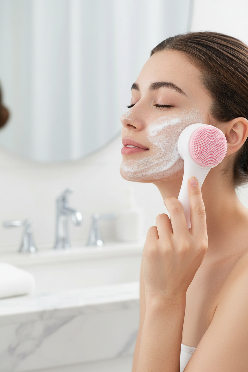 Double-sided silicone facial cleansing brush