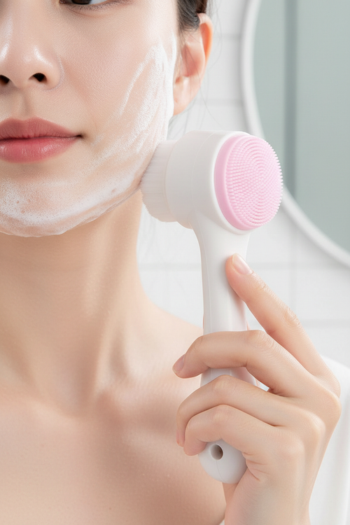 Double-sided silicone facial cleansing brush