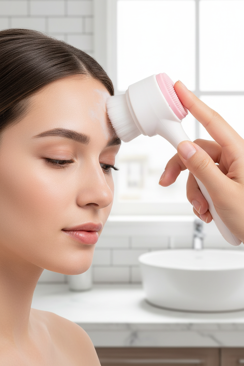 Double-sided silicone facial cleansing brush