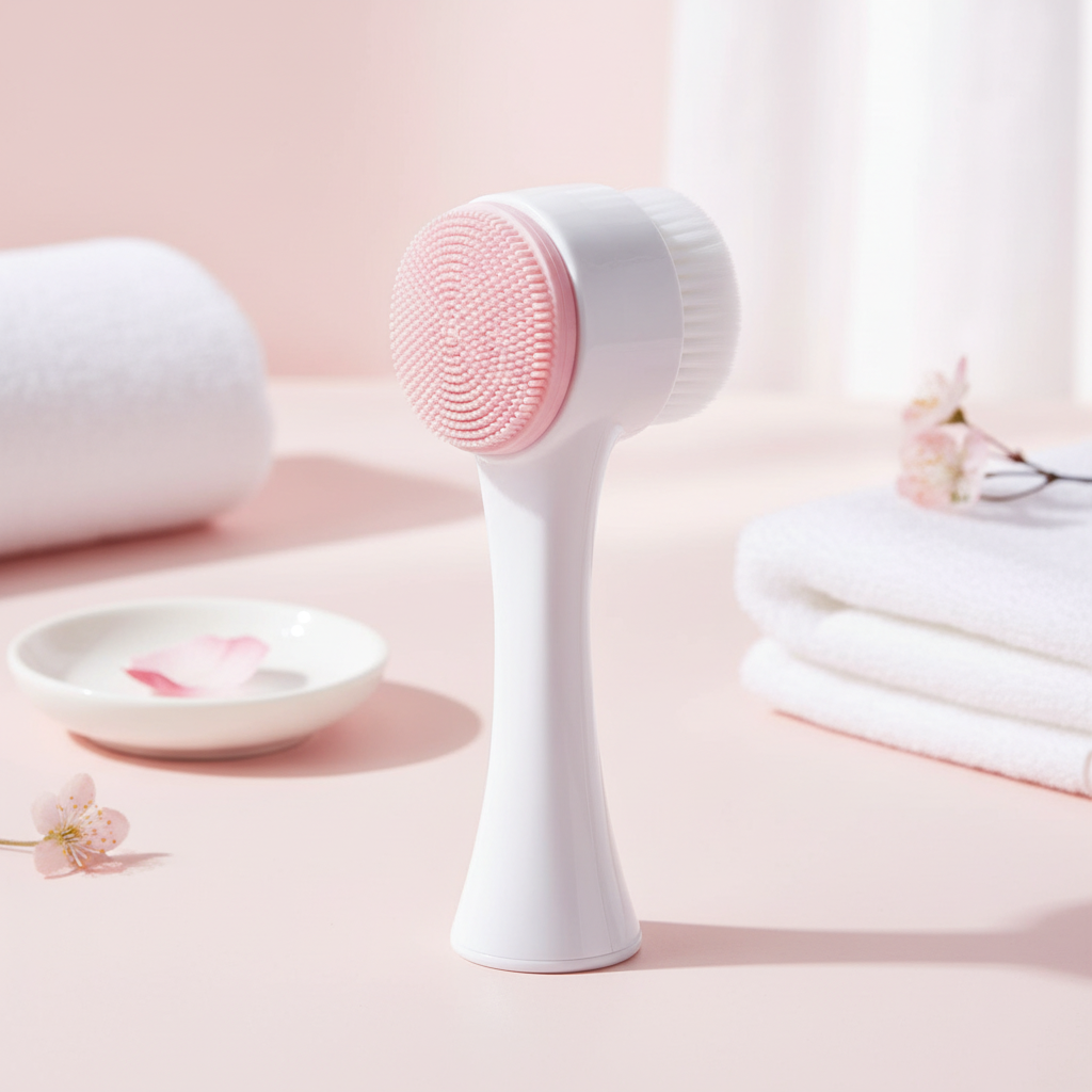 Double-sided silicone facial cleansing brush