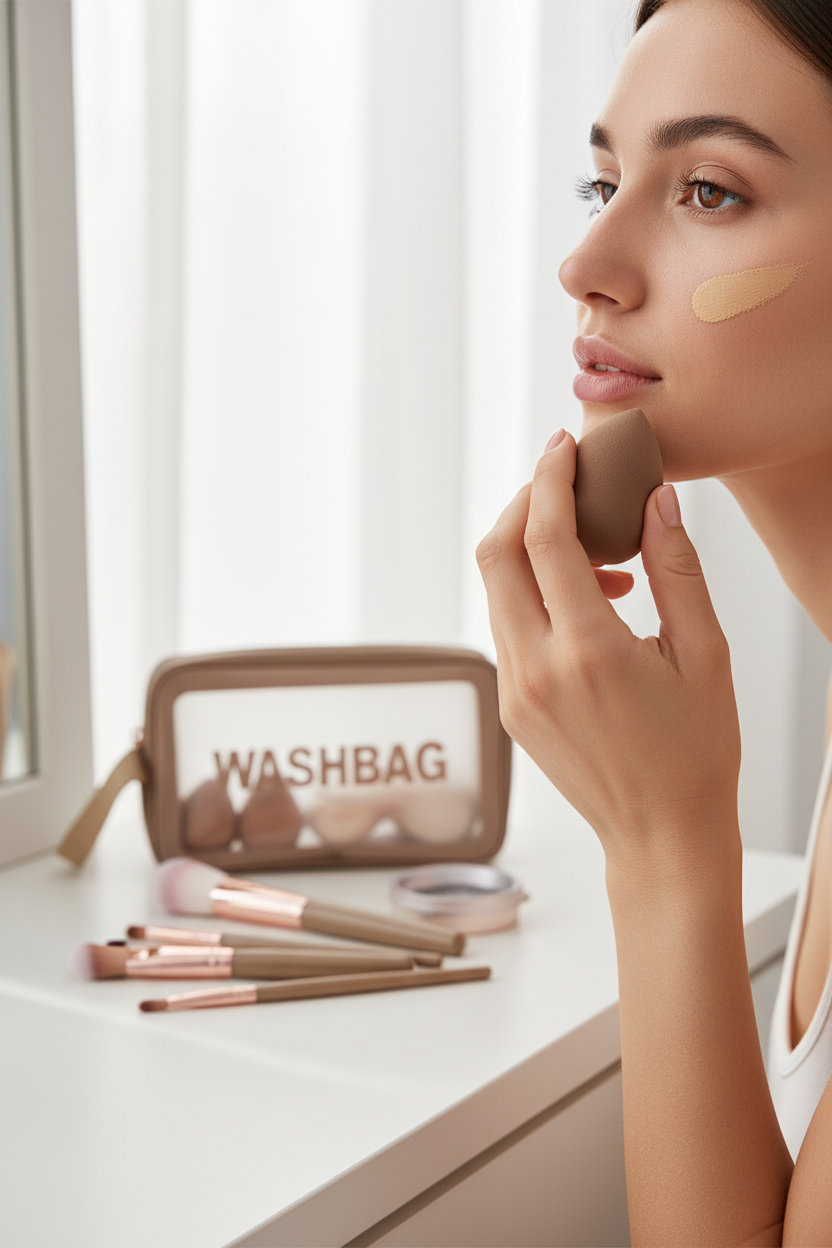 Complete makeup kit with brushes and accessories