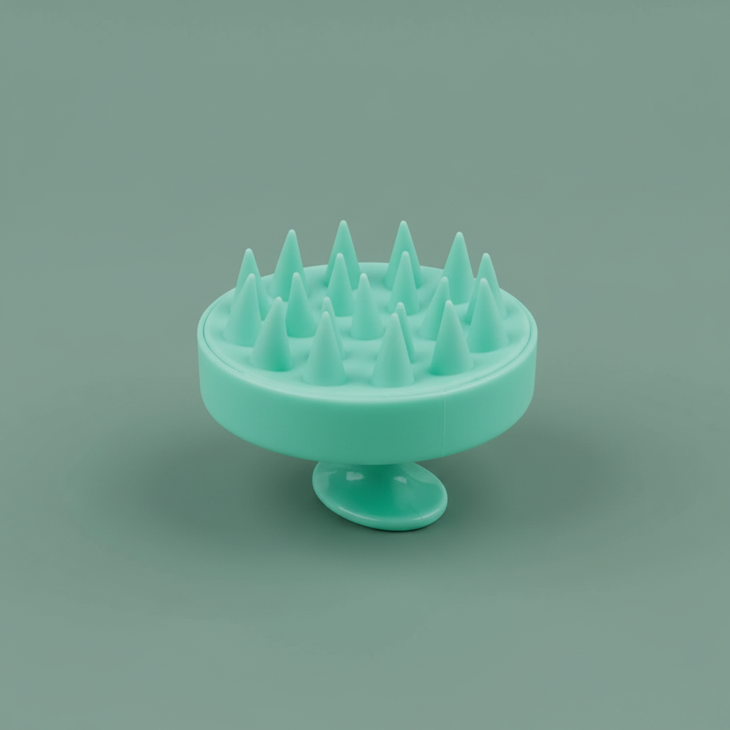 Mint green silicone scalp massage brush