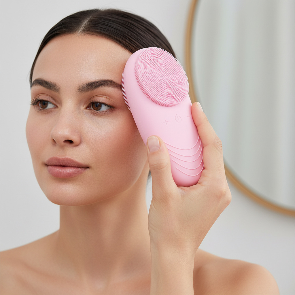 Silicone electric facial cleansing brush – mini size