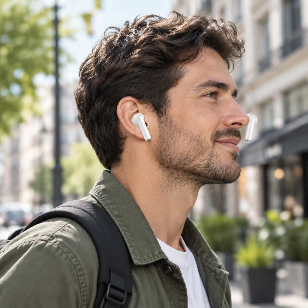 White TWS Bluetooth Stereo Wireless Earbuds