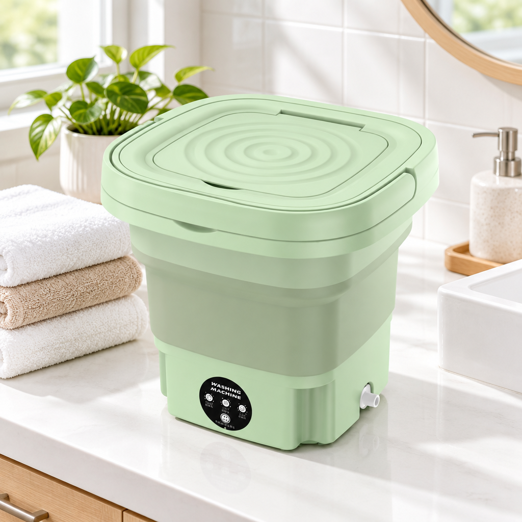 Foldable 8L Washing Machine with Spin Dryer, Mini Machine for Underwear, Socks and Baby Clothes
